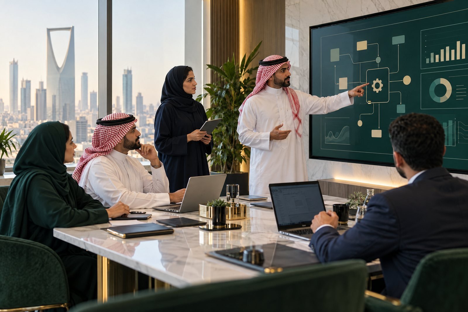 Enterprise technology team discussing AI and workflow automation