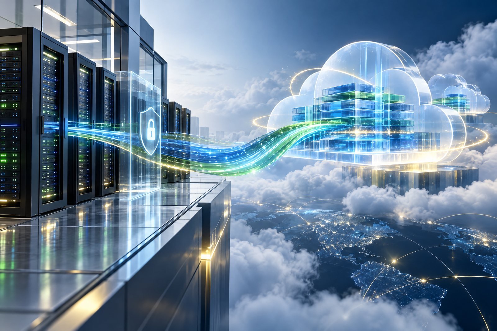 Abstract view of connected cloud data architecture